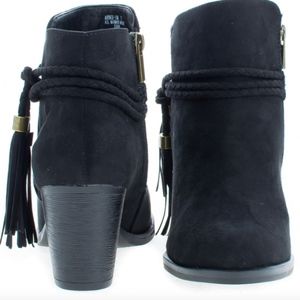 Black Ankle Boots with Tassel Detail